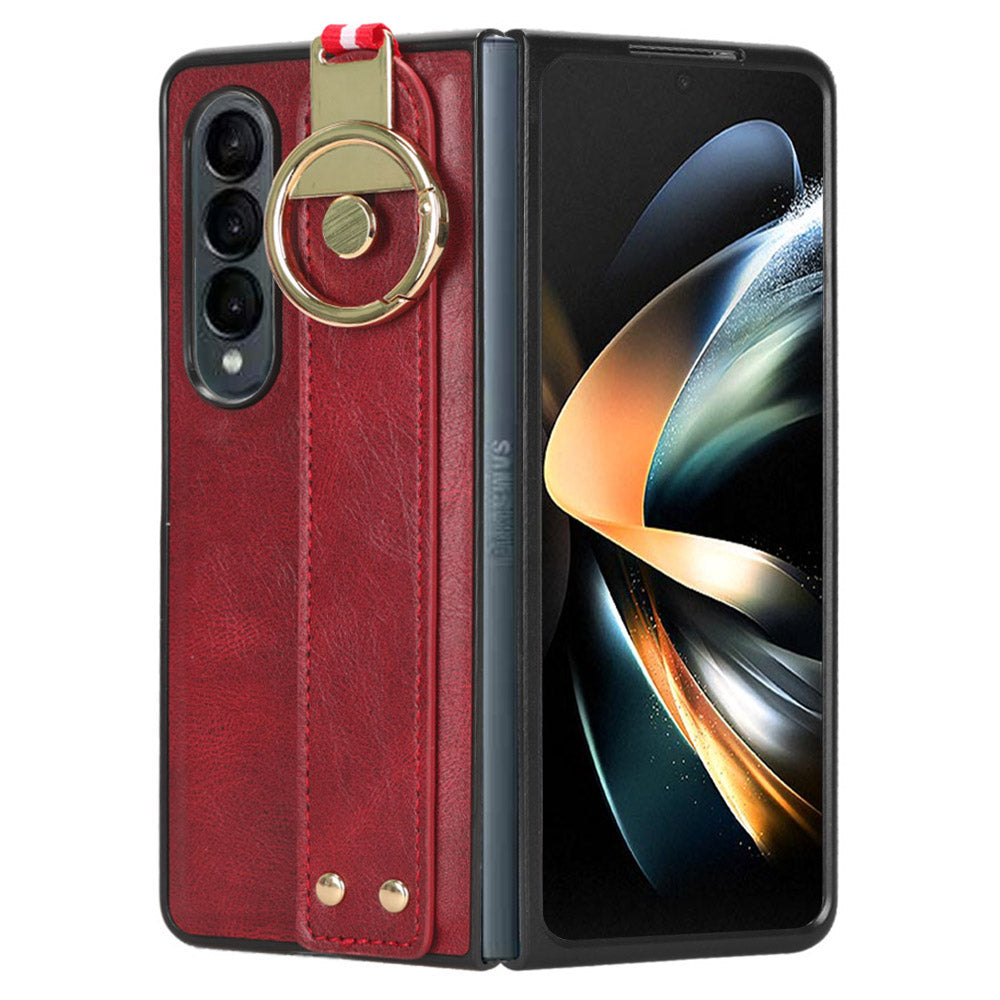 Telefoncover til Samsung Galaxy Z Fold4 5G Armbånd Læderbelægning PC TPU-etui med nakkestrop Telefoncover til Samsung Galaxy Z Fold4 5G Armbånd Læderbelægning PC TPU-etui med nakkestrop